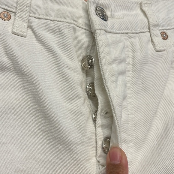 Free People Maggie Mid Rise Straight Leg Jeans Optic White Size 25 EUC #7831 - Picture 5 of 8